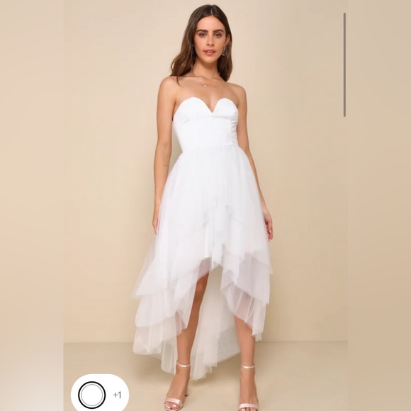 Lulus Dresses & Skirts - NWT Lulus Bridal Precious Angel White Mesh Strapless High-Low Maxi Dress